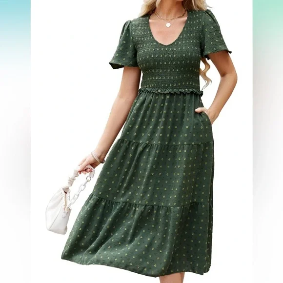 Summer Smocked Midi Dress - Picture 2 of 11